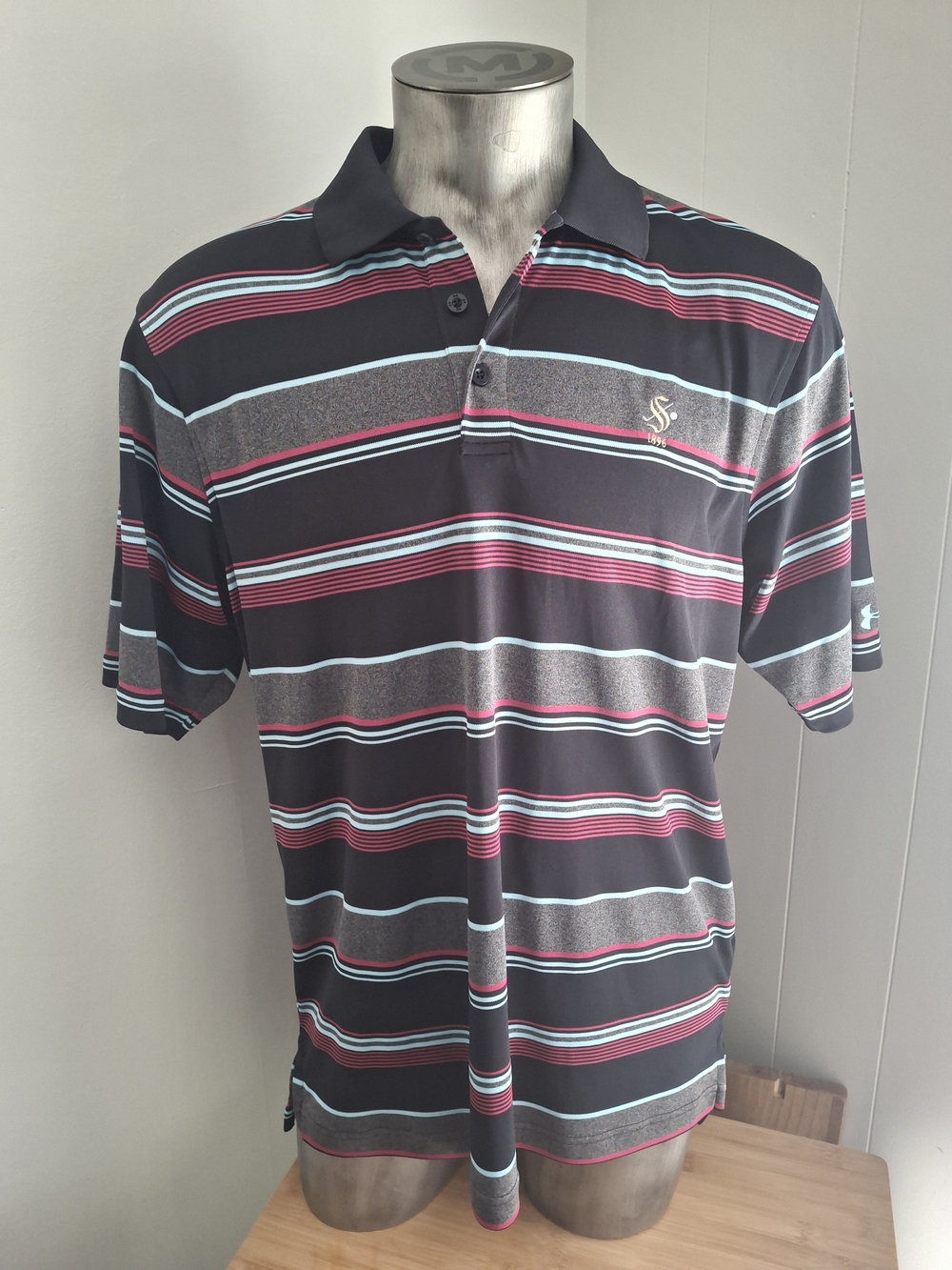 Men's Black Striped Polo Shirt - Short Sleeve